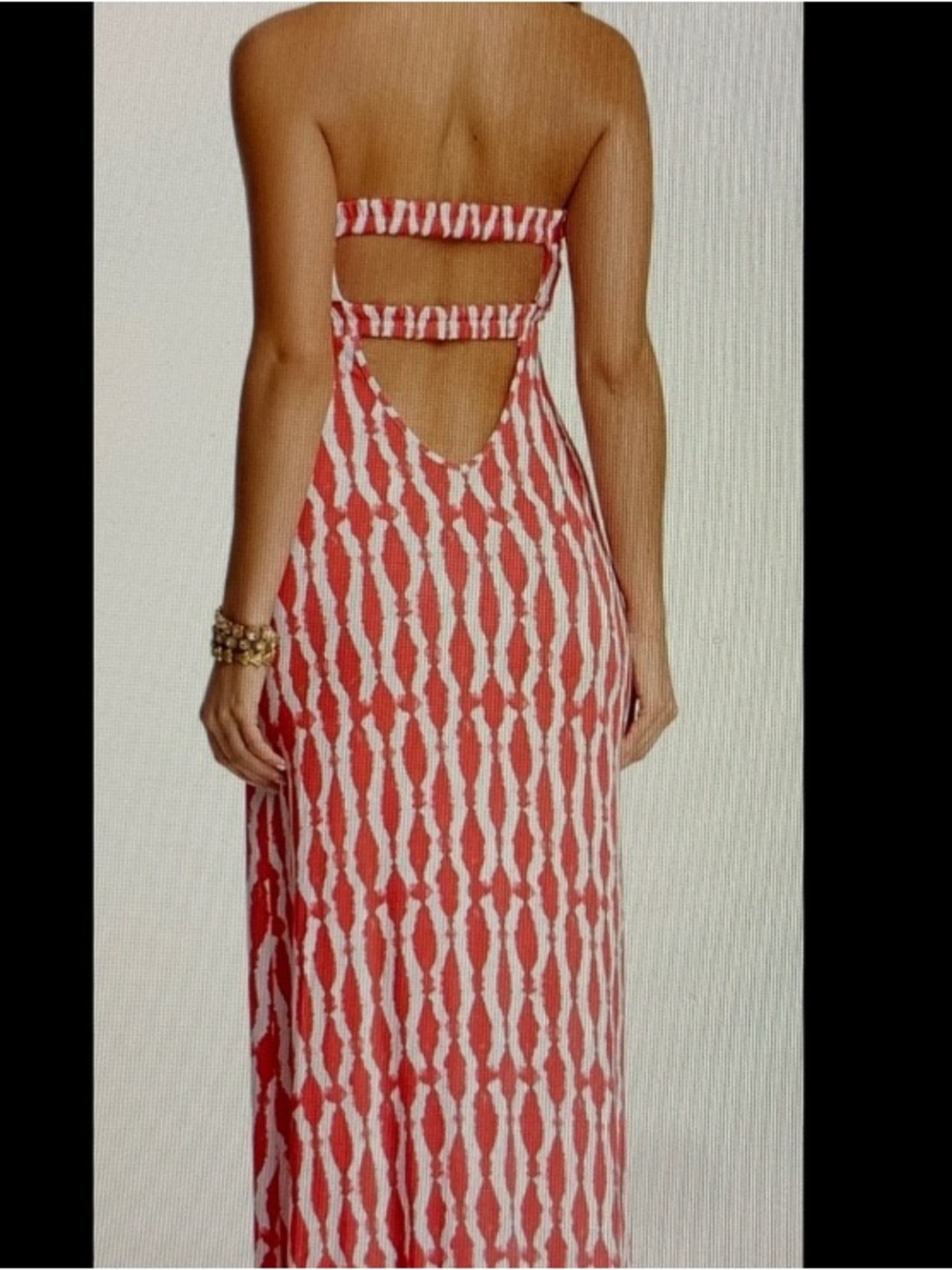 TART Strapless Maxi Dress Abstract Ikat Print Women's Small SEXY! - Picture 2 of 13